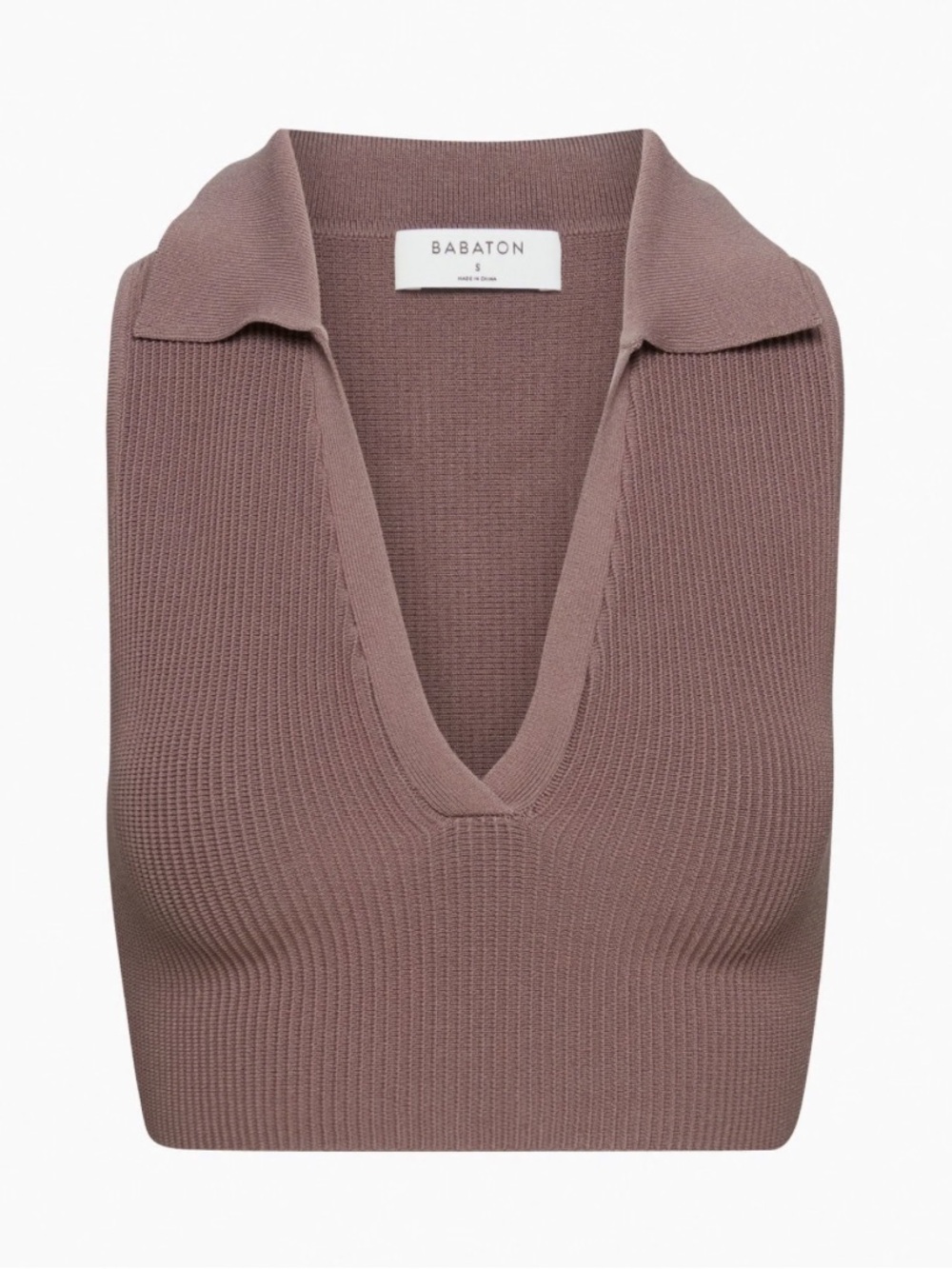 Babaton Sculpt Knit Polo Ribbed Crop Tank Top